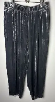 NWT Eileen Fisher Tapered Leg Velvet Ankle Pull-On Pants Gray Size LARGE $258