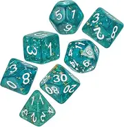 NAMOARLY 7pcs Transparent Acrylic Game Dice with Unique Foil Design Lightweight and Easy to Carry for Home Party and Office Entertainment