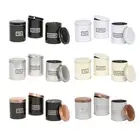 3pc Round Metal Tea Coffee Sugar Storage Set Kitchen Canisters Jars Pots