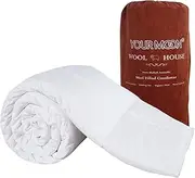 YOUR MOON All Seasons Luxurious Wool Comforter King Size, Premium Wool Filled Comforter, 100% Natural Australian Wool Duvet Insert, Noiseless Cotton Cover (White)
