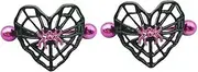 [Niaspi] Heart Spider Web Nipple Rings Stainless Steel 14G Purple Black Nipplerings Nipple Piercing Barbell Nipple Shield Studs Body Piercing Jewelry for Women, Stainless Steel, no gemstone
