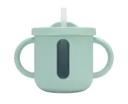 Silicone Sippy Cups Double Handles Lightweight Toddler Training Cup with Tight Leakproof Cover for Home Travelling Green