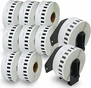 BETCKEY - Continuous Labels Replacement for Brother DK-22214 (12mm x 30.48m), Compatible with Brother QL Label Printers [10 Rolls + 2 Reusable Cartridges]