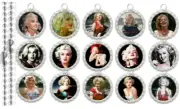 15 Marilyn Monroe Silver Flat Bottle Cap Necklaces Set 1