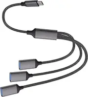 USB Type C to USB OTG Splitter Y Cable Converter Multi USB Port Expander Hub Adapter, 1 Type C to 3 USB 2.0 for Phone Laptop