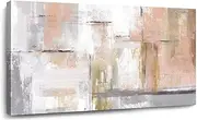 SOUGUAN Canvas Art Gold Wall Decor for Girl Pink Pictures for Living Room Wall Decoration Abstract Wall Art White Modern Painting Pictures 20"x40"