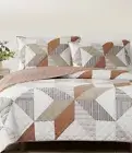 Origami Pieced Modern Orange Patchwork 3-piece Quilt Set/ Queen Size