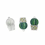 10pcs Silver Alloy Enamel Cactus Charms Potted Plant Pendant Dangle DIY 24*15mm