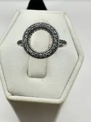 Size 5/50 Authentic PANDORA Sparkling Halo Ring Silver S925 #191039CZ