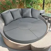 66" Replacement Outdoor Daybed Cushion Cover Round Waterproof Fade Resistant Sun Bed Outdoor Cushion Cover Patio(Gray)