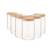Argon Tableware Scandi Glass Storage Jars with Wooden Lids - 1 Litre - Pack of 6
