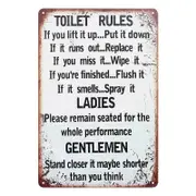Tin Metal Sign Toilet Rules Restroom 20x30cm Rustic Look Vintage