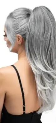 NEW SEIKEA Ponytail Extensions Drawstring Straight 14” Or 16 Grey Mist HD50/60