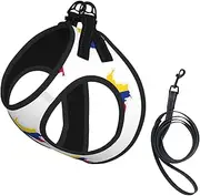 Colombia Flag Map print Dog Harness and Leash Set, Reflective Adjustable Puppy Vest for Small Medium Large Dogs, Cats