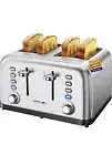 Ramjoy Toaster 4 Slice , Dual Independent Control Extra Wide Slot StainlessSteel