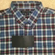 Tricots St Raphael Flannel Shirt Men's XXL Blue/Gray Long Sleeve NWT!