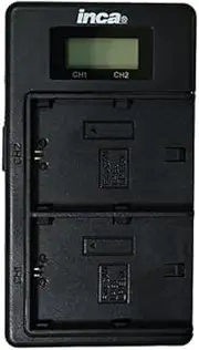 Smart Charger Powerful Useful Inca Twin Charger for Canon LP-E6N inc USB Cord and Input Micro and Type-C Port, LCD Screen, Includes PowerBank Feature, Black (CD-SD005)