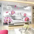3D white coulds lotus 67 Wall Paper Print Decal Wall Deco Indoor wall Mural