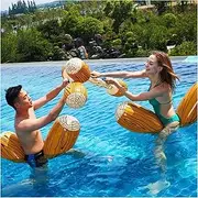 Double Inflatable Batter, Summer Water Toys, Floating Row with Double Handle, Water Fun Games for Two, Sitting Stick*2, Sand Bat*2 LWX