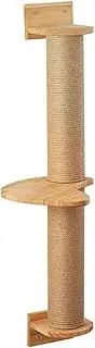 AIMALL Wall Mounted Cat Climbing Frame with Rotatable Step, 36.6in Flax Rope Scratcher Post, Space-Saving Hanging Cat Furniture for Indoor Jumping & Lounging