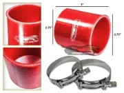 2.75" Silicone Hose/Pipe Straight Coupler RED +T-Bolt Clamp For Saturn/Subaru