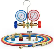 AC Gauges, Automotive AC Gauge Set for R134A R12 R22 R502, 3 Way AC Manifold Ga