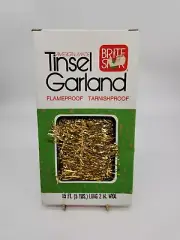 Vintage 1977 Gold Christmas Tinsel Strand 2" Wide 15ft Brite Star Philly PA