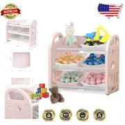 Sturdy 6-Bin Children’s Book Shelf Unit - Safe & Elegant Playroom Organizer