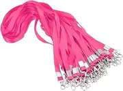 uxcell 48cm Lanyards Bulk, 50pcs Teacher Lanyards for ID Badges Keys Badge Lanyard Durable Personalized with Clip for ID Card, Hot Pink