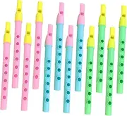 BESTonZON Beginner's Mini Recorder Set 12pcs 6-hole Children's Plastic Flute Music Instrument for Boys and Girls Random Color