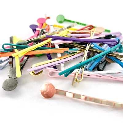 BOBBY PINS - 50 - 2" Colorful Enamel Bobby Pins/Hair Pins with Glue Pads (8mm)