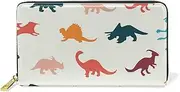 [MASSIKOA] Colorful Dinosaur Womens Clutch Purses Organizer And Handbags Zip Around Wallet
