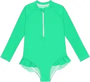[ODAWA] Toddlers Girl Swimsuits Medium Spring Green Ruffle Butts Swim Suits Size 3T