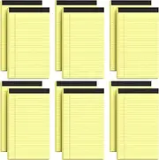 Legal Pads 8.5 x 14, Wide Ruled Legal Pad, 12 Pack Yellow Legal Paper 8.5 x 14, 30 Sheets per Notepad, Large Writing Pad for Office Supplies, College, Micro Perforated Lined Writing Pads, 70 GSM