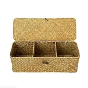 Multi-Purpose Seagrass Storage Basket with Lid and Sections