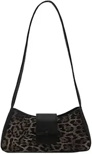 [Generic] Leopard Print Shoulder Bag PU Leather Underarm Bag Cute Hobo Tote Handbag with Zipper Closure Clutch Purse for Women