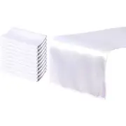 10-Pack White Satin Table Runners for Weddings Baby Showers 108.2x11.8"