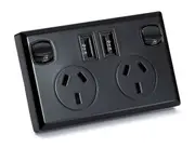 Black Double USB Australian Power Point GPO Socket Outlet
