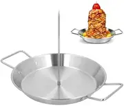 Al Pastor Skewer for Grill, Stainless Steel Vertical Skewer, Brazilian Spit Stand with 3 Spikes, BBQ Grilling Accessory, Ideal for Tacos Al Pastor, Shawarma, Kebabs on Smoker, Oven