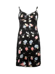 D&G Black Silk Floral Pattern Slip Dress