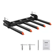 Clamp on Debris Forks to 1200 mm Bucket, 1200 kg Capacity Heavy Duty Clamp on Pallet Forks Attachments, Fit for Loader Bucket Skidsteer Tractor to Clean up Fallen Limbs Debris or Yard