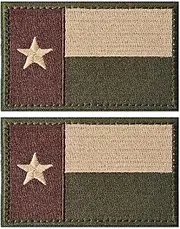 ZESION Army Green US Texas Flag Patches, Tactical Morale Patches Hook and Loop Military Patch for Caps Bags Vests Military Uniforms/2PCS