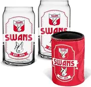 Sydney Swans AFL Footy Can Glasses and Can Cooler