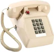 Wired Desk Phone with Metal Base for Home and Hotel Use 13x22.2x11.5cm, Beige