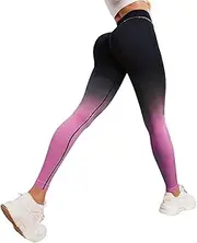 [Generic] Womens Yoga Pants Tummy Control Running Casual Lounge Legging Trousers with Pockets, Pink, Medium