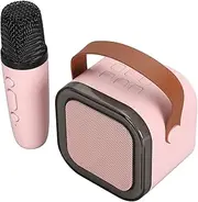 Portable Bluetooth Speaker with Microphone, Portable Handheld Karaoke Speaker Machine for Kids Adults Home Party, Retro Bluetooth Speaker with Home Karaoke Machine (Pinks)