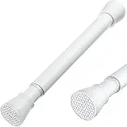 MEXAU White Tension Rod 16 To 26 Inch Spring Curtain Rod Adjustable Short Curtain Rod No Drilling Short Tension Rod Extendable Small Spring Tension Curtain Rod For Closet Cupboard Bars Refrigerator