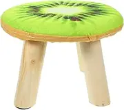 Luxshiny Solid Wood Low Stool with Fruit Pattern Cushion Sponge Seat for Kitchen Bathroom and Home Step Stool for Adults