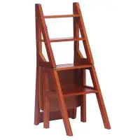 在飛比找Yahoo!奇摩拍賣優惠-全館免運 美式兩用樓梯椅人字梯椅子實木摺疊梯凳室內家用多功能