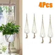 Macrame Plant Hanger Flower Pot Holder Hanging Jute Rope Wall Art Garden 4X